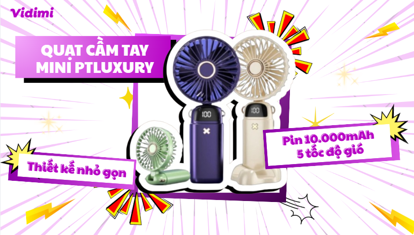 Quạt cầm tay mini PTLUXURY pin 10,000mAh